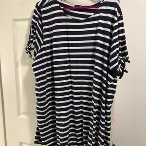 Navy and white striped dress